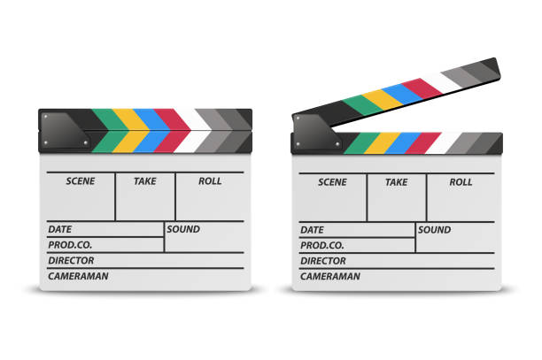 istock Vector 3d Realistic Blank Closed and Opened Movie Film Clap Board Icon Set Closeup Isolated on White Background. Design Template of Clapperboard, Slapstick, Filmmaking Device. Front View 1162616222