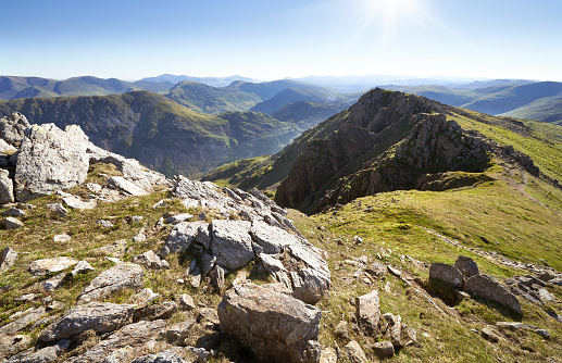 Sunrise over Ennerdale from Pillar with views of Looking Stead In the English Lake District, UK.