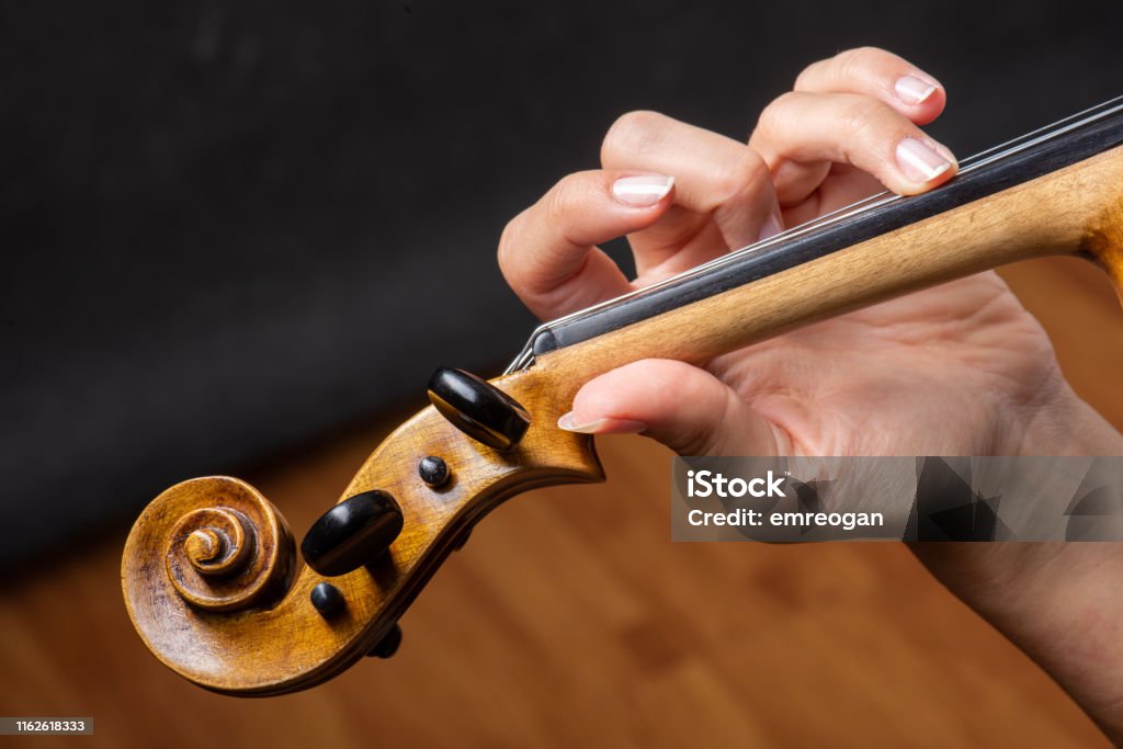 Woman playing the violin showing hands holding the bow Violinist Stock Photo
