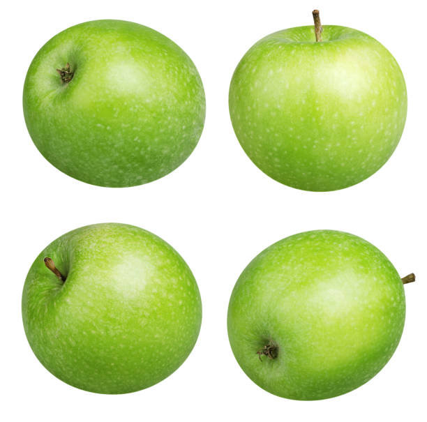 istock Collection of green whole apple isolated on white background 1162620314