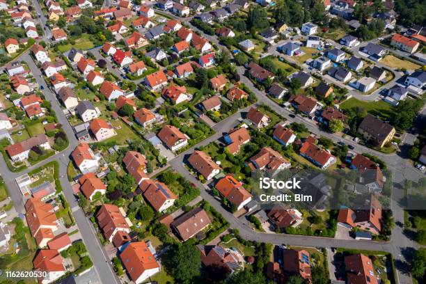 Aerial View Above Suburb Houses Stock Photo - Download Image Now - House, Real Estate, Aerial View