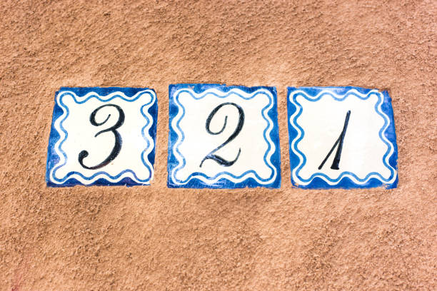 istock Ceramic Number 321 Street Address Tiles; Brown Wall 1162625459