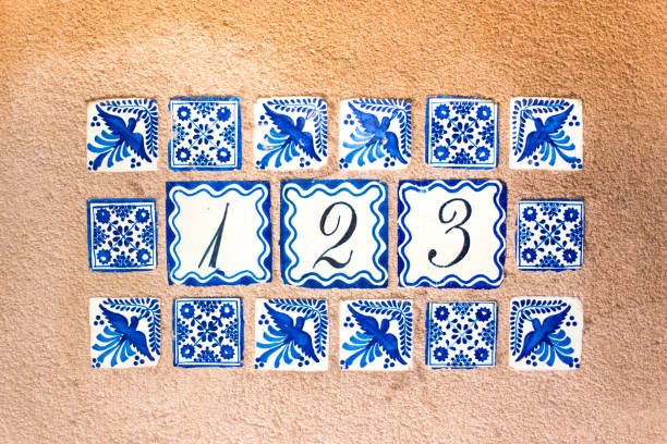 istock Ceramic Number 123 Street Address Tiles; Brown Wall 1162625527