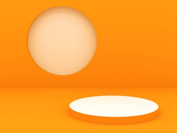 istock 3D Render of Abstract Yellow Composition with Podium 1162626400