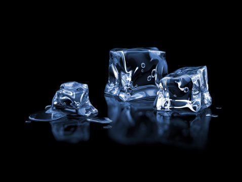 Ice cubes isolated on black. 3D Render.