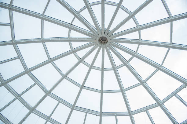istock Modern architecture white metal and glass roof 1162629389