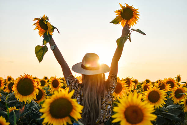 istock Girl in sunflowers 1162629457