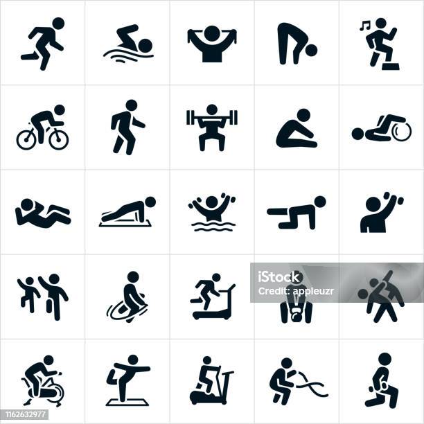 Fitness Activities Icons Stock Illustration - Download Image Now - Icon, Exercising, Relaxation Exercise