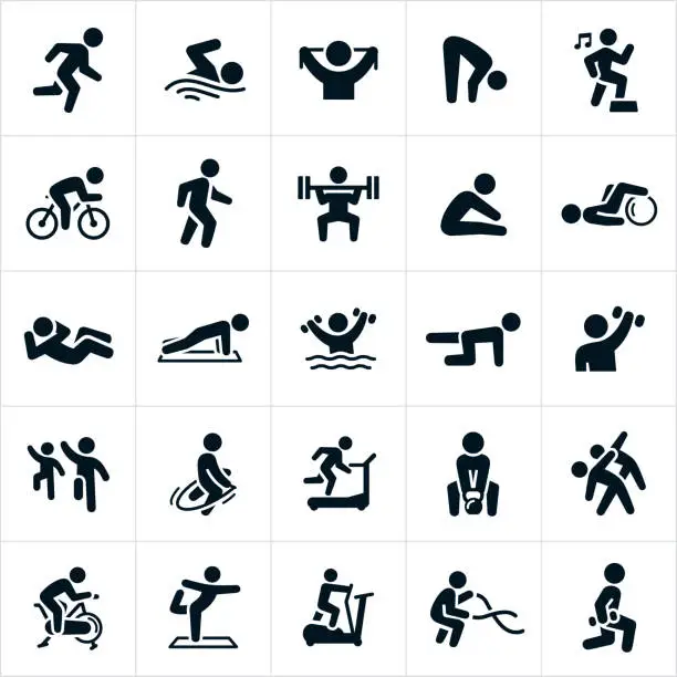 Vector illustration of Fitness Activities Icons