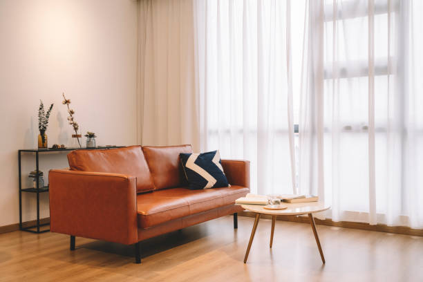 istock A leather sofa with pillow ans coffee table in the living room 1162635852