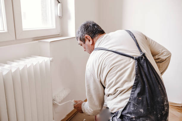 istock House Painter with the Paint Roller is Painting the White Wall in Home Interior 1162643741