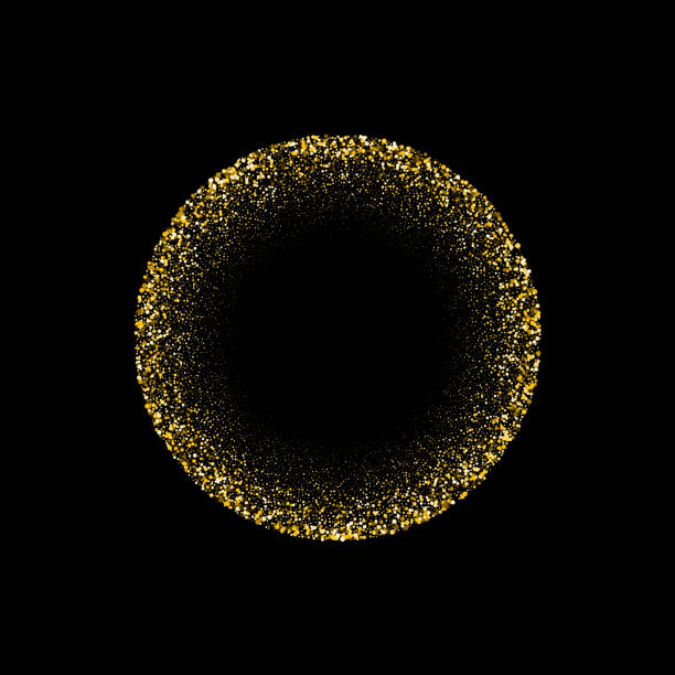 istock Glitter luxury round golden on black background. Gold glitter circle, round and diamond particles. Template with glitter for logo, greetind card, certificate, gift voucher and covers. 1162647951