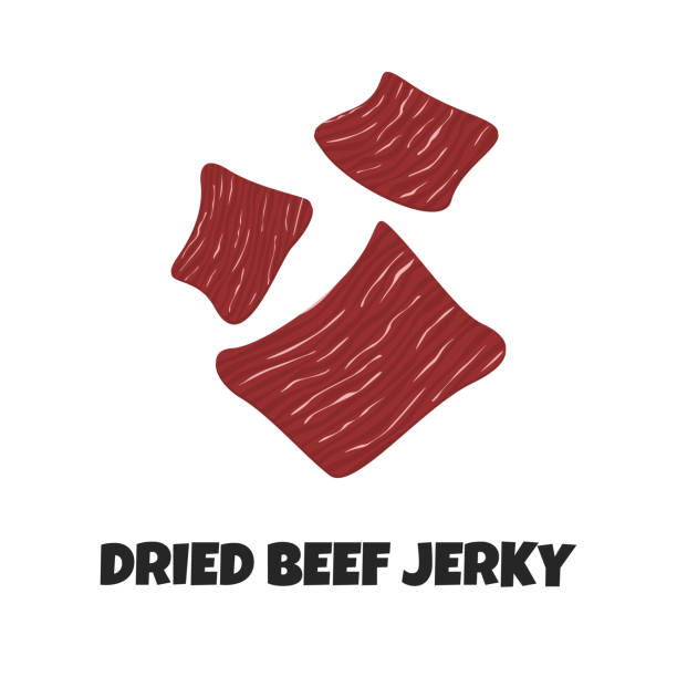 ilustrações de stock, clip art, desenhos animados e ícones de vector realistic illustration of dried beef jerky - beef jerky meat smoked