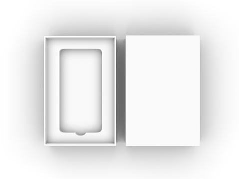 Blank mobile box packaging for branding and mock up. 3d render illustration.