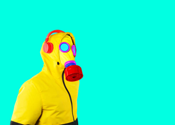 Man in gas mask DJ Mix Techno Dubstep Party Style Mix. Concept Art