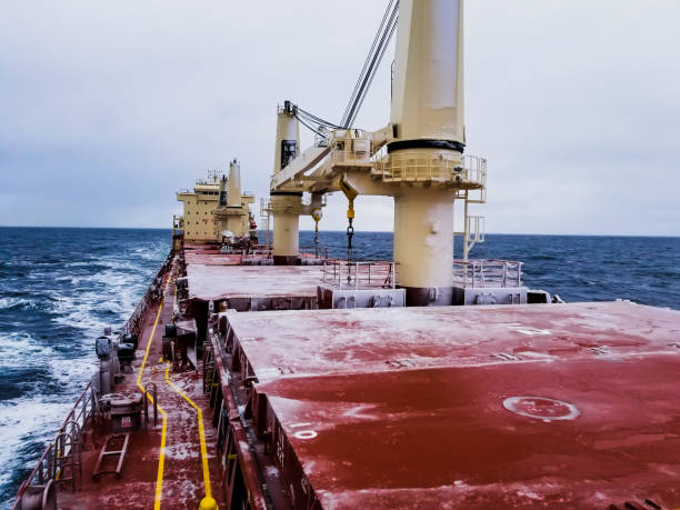 istock Transportation ship on sea in winter season 1162651816