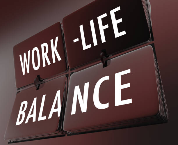 Work-Life Balance Clock Flipping Tiles 3d Illustration