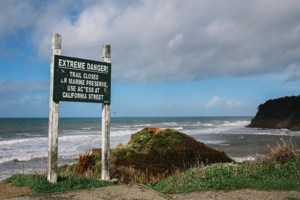 istock Danger sign by the California coast 1162663374