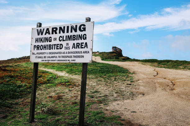 istock Danger sign by the California coast 1162663560