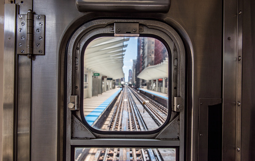 looking through an el train window