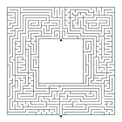 A Huge Square Labyrinth With An Entrance And An Exit Simple Flat Vector ...