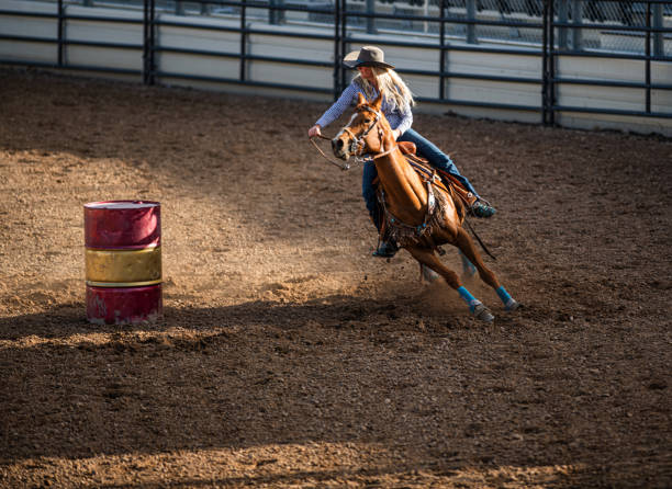 istock Young cowgirl barrel racing rodeo 1162672063