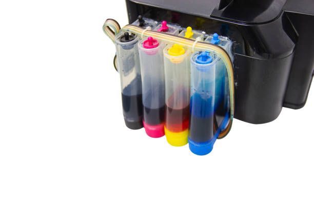 istock color tank on inkjet printer with Installed on the outside of the printer isolated white background 1162674977