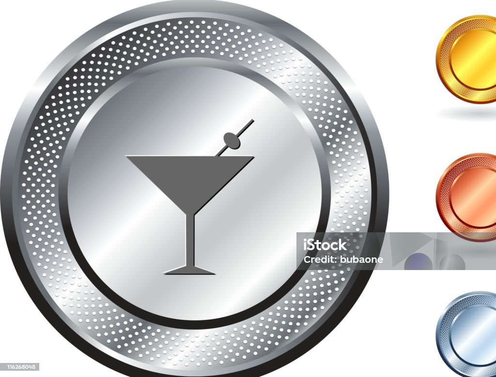 Copo de martíni arte vetorizada isenta de royalties no botão metálico - Vetor de Bebida royalty-free