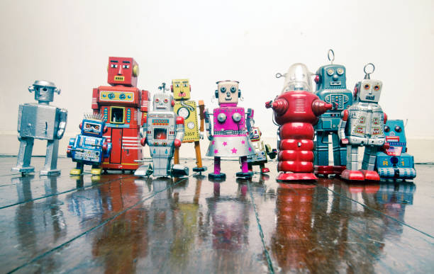 istock a big team of robots on an old 1162680547