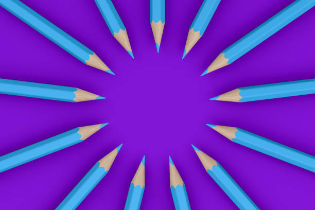 istock Pencils on purple background, minimal idea concept 1162680789