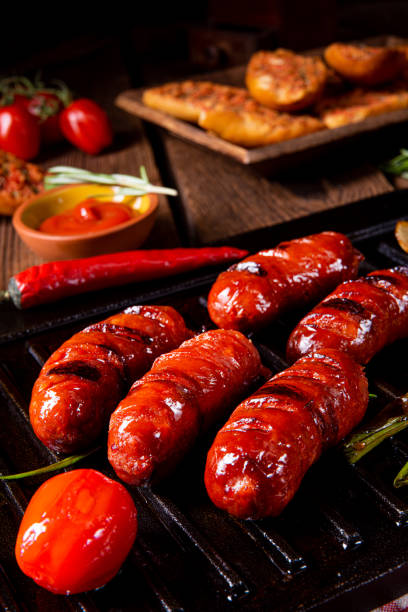 istock Chili chorizo ​​sausage with tomato bruschetta 1162683132