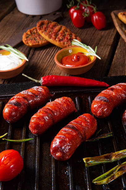 istock Chili chorizo ​​sausage with tomato bruschetta 1162683289