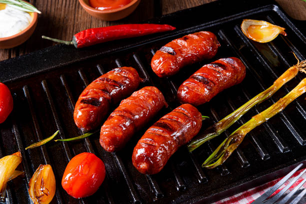 istock Chili chorizo ​​sausage with tomato bruschetta 1162683822