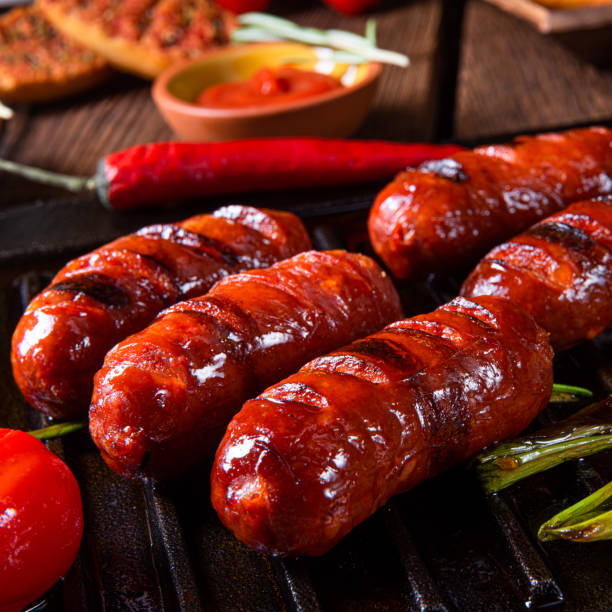 istock Chili chorizo ​​sausage with tomato bruschetta 1162683858