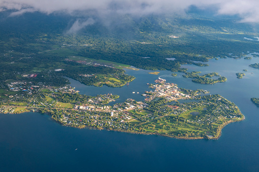 Early morning aerial view of Madang, Papua New Guinea