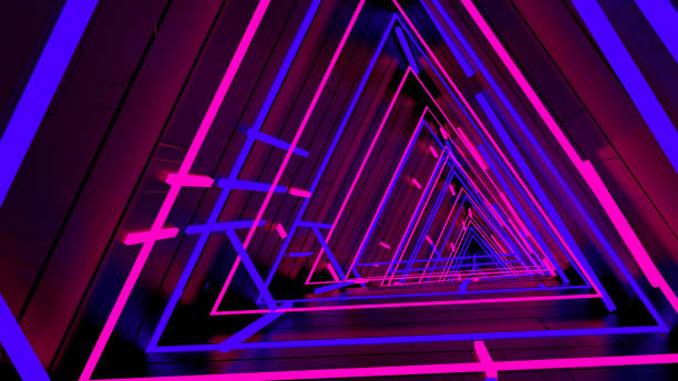 istock Running In Neon Light Triangle Tunnel 07 1162691398