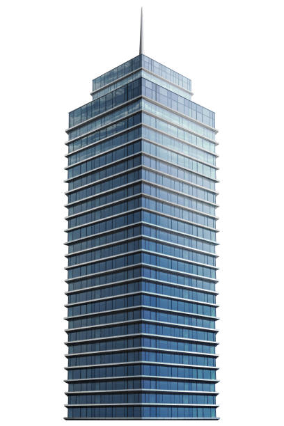 Single business skyscraper isolated on white background. 3D illustration.
