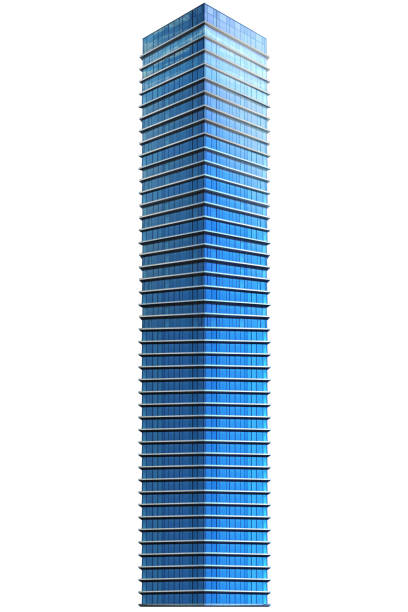 Single business skyscraper isolated on white background. 3D illustration.