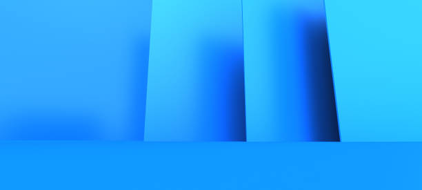istock Empty blue color studio wall room background, product display with copy space for display of content design. Classic style, studio mock-up. 3D illustration 1162692716