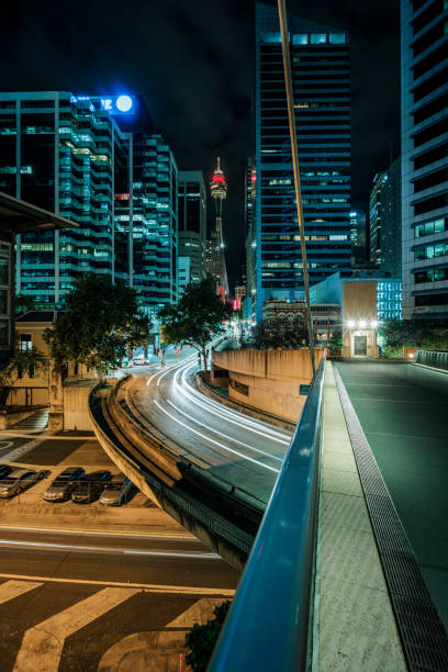 istock traffic in Sydney downtown at night 1162692741