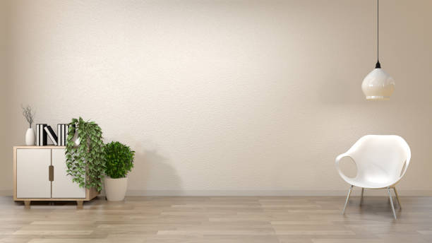 istock zen living room empty white wall background with decoration japan style. 3d rendering 1162696171