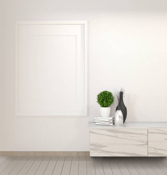 istock Mock up granite cabinet in modern zen empty room,minimal designs. 3d rendering 1162698797