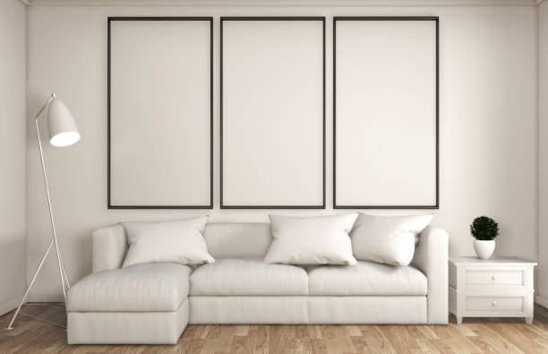 istock mock up white living room decoration japanese style,designed minimal zen style.3d rendering 1162700509