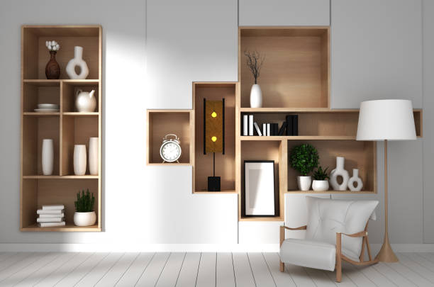 istock Japan white room interior design,white living room. 3d illustration, 3d rendering 1162700965
