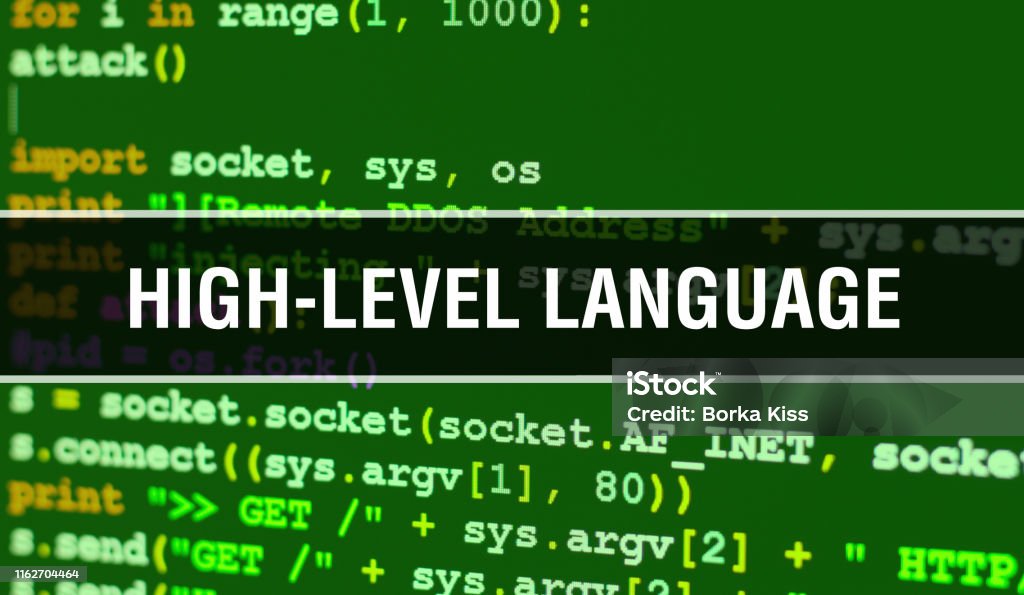Highlevel Language Text Written On Programming Code Abstract Technology ...