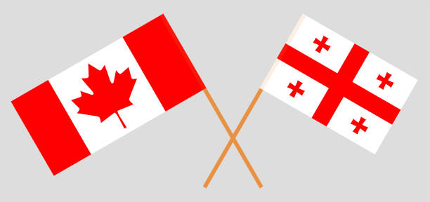 Georgia and Canada. Crossed Georgian and Canadian flags Georgia and Canada. Crossed Georgian and Canadian flags. Official colors. Correct proportion. Vector illustration georgia football stock illustrations