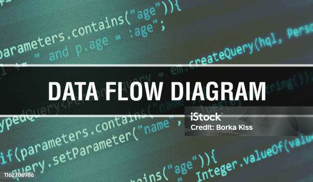 Data Flow Diagram With Binary Code Digital Technology Background ...