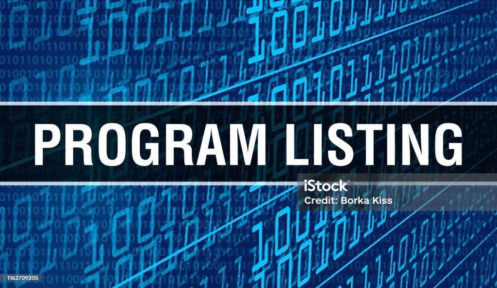 Program Listing With Binary Code Digital Technology Background Abstract ...