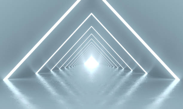 Abstract fashion background, glowing lines, tunnel, virtual reality. 3d rendering