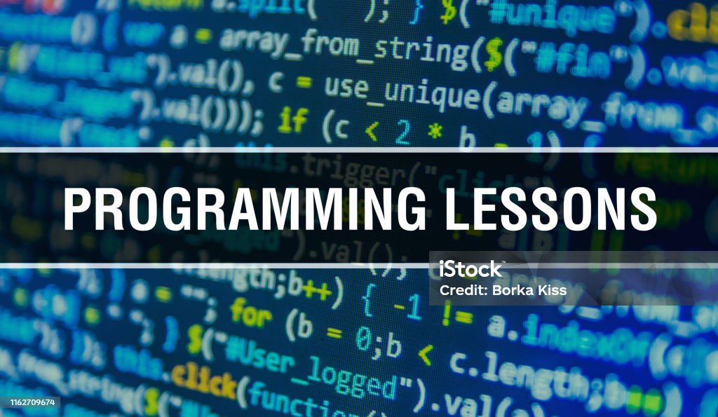 Programingin Using Tage Programming Lessons Concept Illustration Using Code For Developing ...